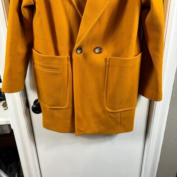 Topshop Carly Mustard Yellow Oversized Wool Blend Peacoat Jacket | Size 4 | Fall - Picture 5 of 10